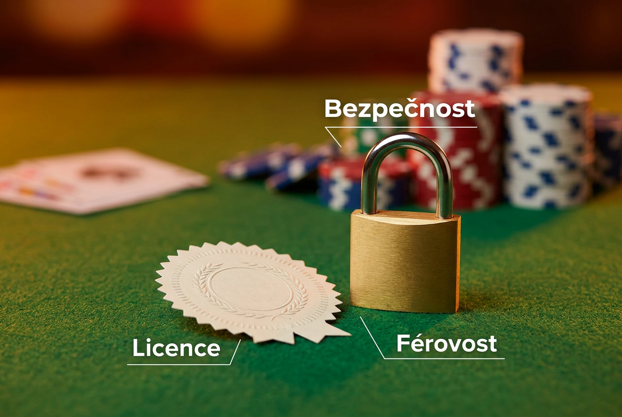 Bezpečnostní prvky online kasina infografika se zámkem